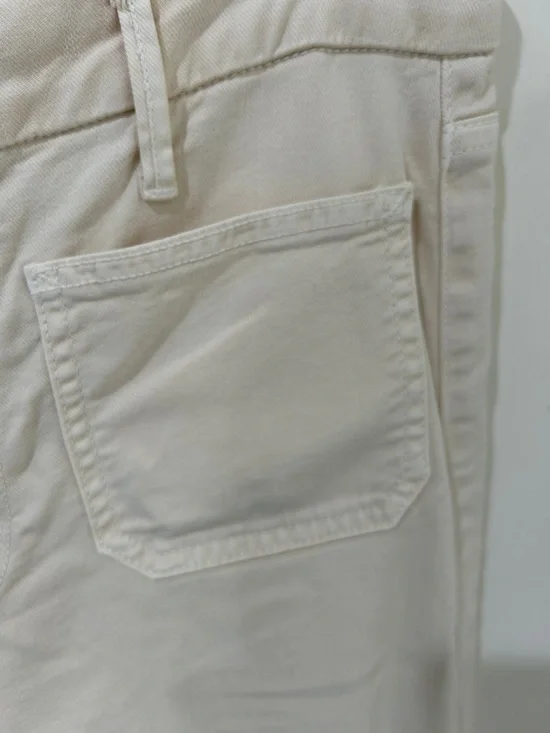 MOTHER The Patch Pocket Roller Skimp Wide Leg Jeans Sz 29 Chalk Ivory - Picture 8 of 16